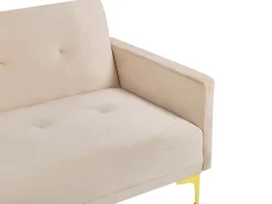 Best Sofa rozkładana dla 3 osób LUCAN Welur Beżowy Sofy Z Funkcją Spania|Wszystkie Sofy