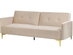 Best Sofa rozkładana dla 3 osób LUCAN Welur Beżowy Sofy Z Funkcją Spania|Wszystkie Sofy