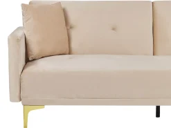 Best Sofa rozkładana dla 3 osób LUCAN Welur Beżowy Sofy Z Funkcją Spania|Wszystkie Sofy