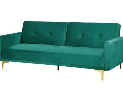 Clearance Sofa rozkładana dla 3 osób LUCAN Welur Szmaragdowy Sofy Z Funkcją Spania|Wszystkie Sofy