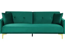 Clearance Sofa rozkładana dla 3 osób LUCAN Welur Szmaragdowy Sofy Z Funkcją Spania|Wszystkie Sofy