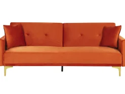 Online Sofa rozkładana dla 3 osób LUCAN Welur Pomarańczowy Sofy Z Funkcją Spania|Wszystkie Sofy
