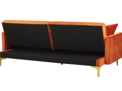 Online Sofa rozkładana dla 3 osób LUCAN Welur Pomarańczowy Sofy Z Funkcją Spania|Wszystkie Sofy