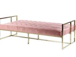 Best Sofa rozkładana dla 3 osób MARSTAL Welur Różowy Sofy Z Funkcją Spania|Wszystkie Sofy