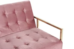 Best Sofa rozkładana dla 3 osób MARSTAL Welur Różowy Sofy Z Funkcją Spania|Wszystkie Sofy