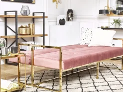 Best Sofa rozkładana dla 3 osób MARSTAL Welur Różowy Sofy Z Funkcją Spania|Wszystkie Sofy