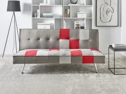 Sofa rozkładana dla 3 osób OLSKER Welur Jasnoszary