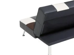 Sofa rozkładana dla 3 osób OLSKER Ekoskóra Czarny