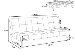 Sofa rozkładana dla 3 osób OLSKER Ekoskóra Czarny