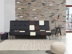 Sofa rozkładana dla 3 osób OLSKER Ekoskóra Czarny
