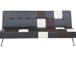 Sofa rozkładana dla 3 osób OLSKER Ekoskóra Czarny