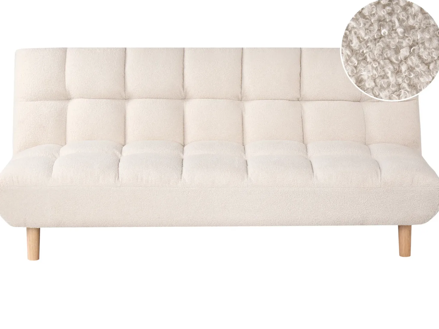 New Sofa rozkładana dla 2 osób RISOR Boucle Złamana biel Sofy Z Funkcją Spania|Wszystkie Sofy