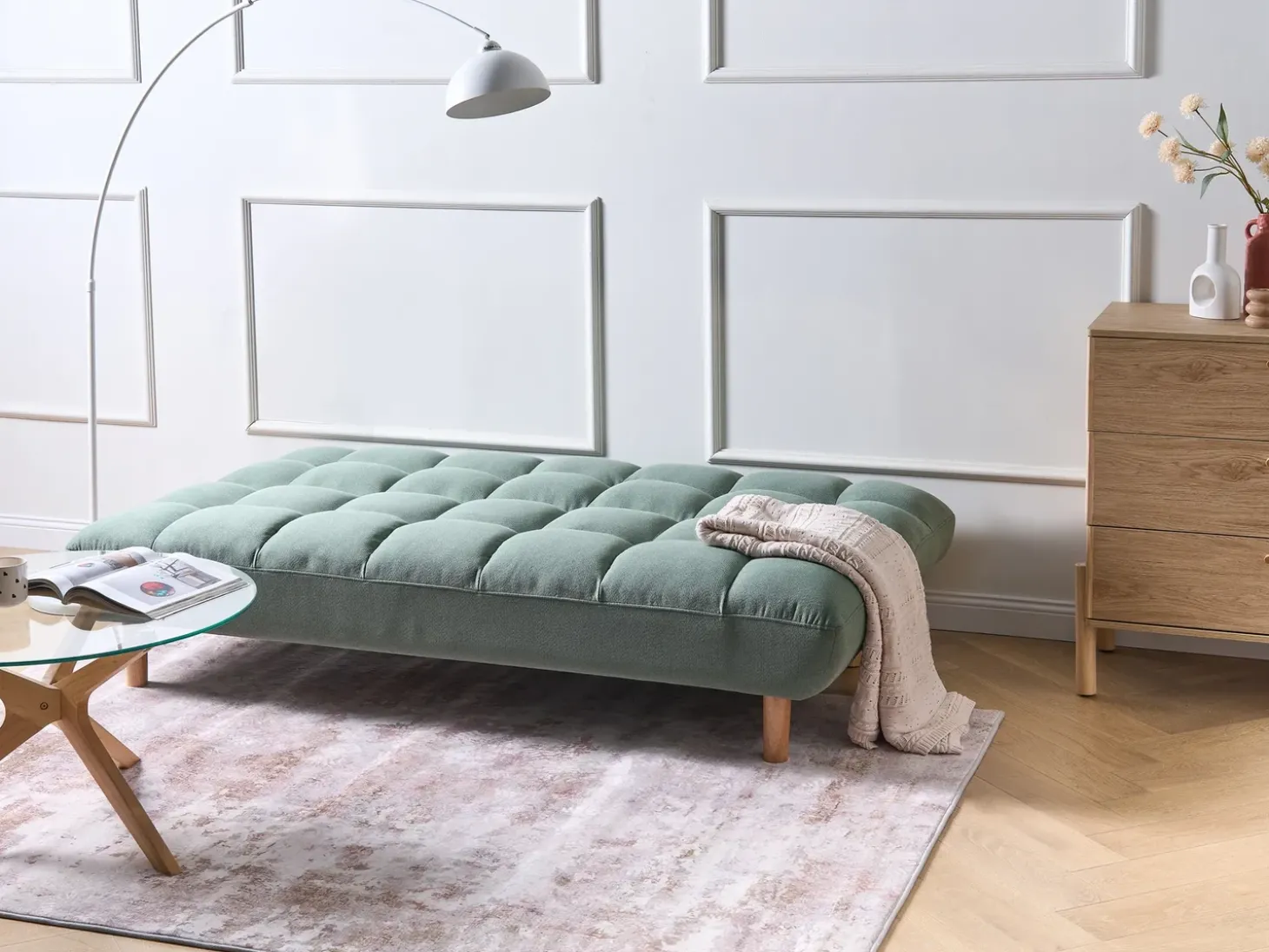 Clearance Sofa rozkładana dla 2 osób RISOR Jasnozielony Sofy Z Funkcją Spania|Wszystkie Sofy