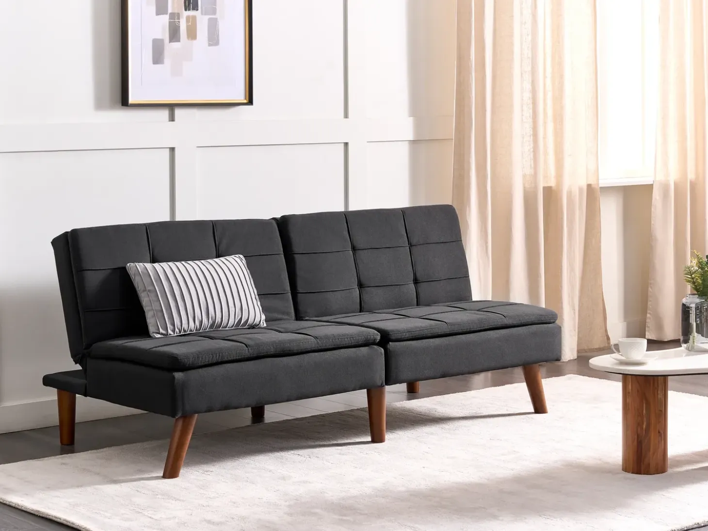 Best Sofa rozkładana dla 3 osób RONNE Czarny Sofy Z Funkcją Spania|Wszystkie Sofy