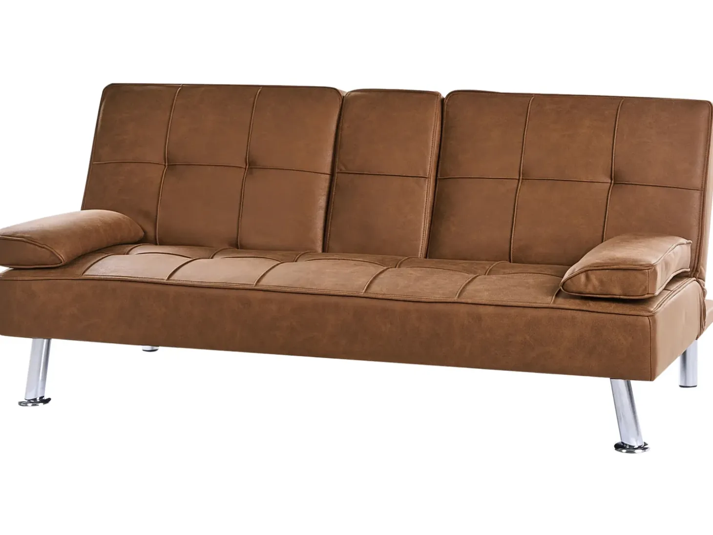 Online Sofa rozkładana dla 3 osób ROXEN Ekoskóra Złoty brąz Sofy Skórzane|Sofy Z Funkcją Spania