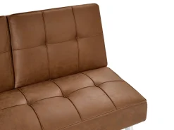 Online Sofa rozkładana dla 3 osób ROXEN Ekoskóra Złoty brąz Sofy Skórzane|Sofy Z Funkcją Spania