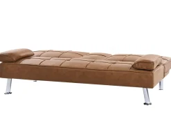 Online Sofa rozkładana dla 3 osób ROXEN Ekoskóra Złoty brąz Sofy Skórzane|Sofy Z Funkcją Spania