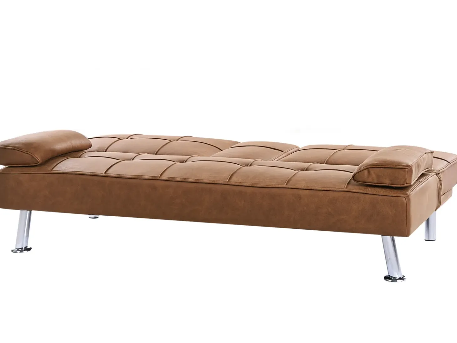 Online Sofa rozkładana dla 3 osób ROXEN Ekoskóra Złoty brąz Sofy Skórzane|Sofy Z Funkcją Spania