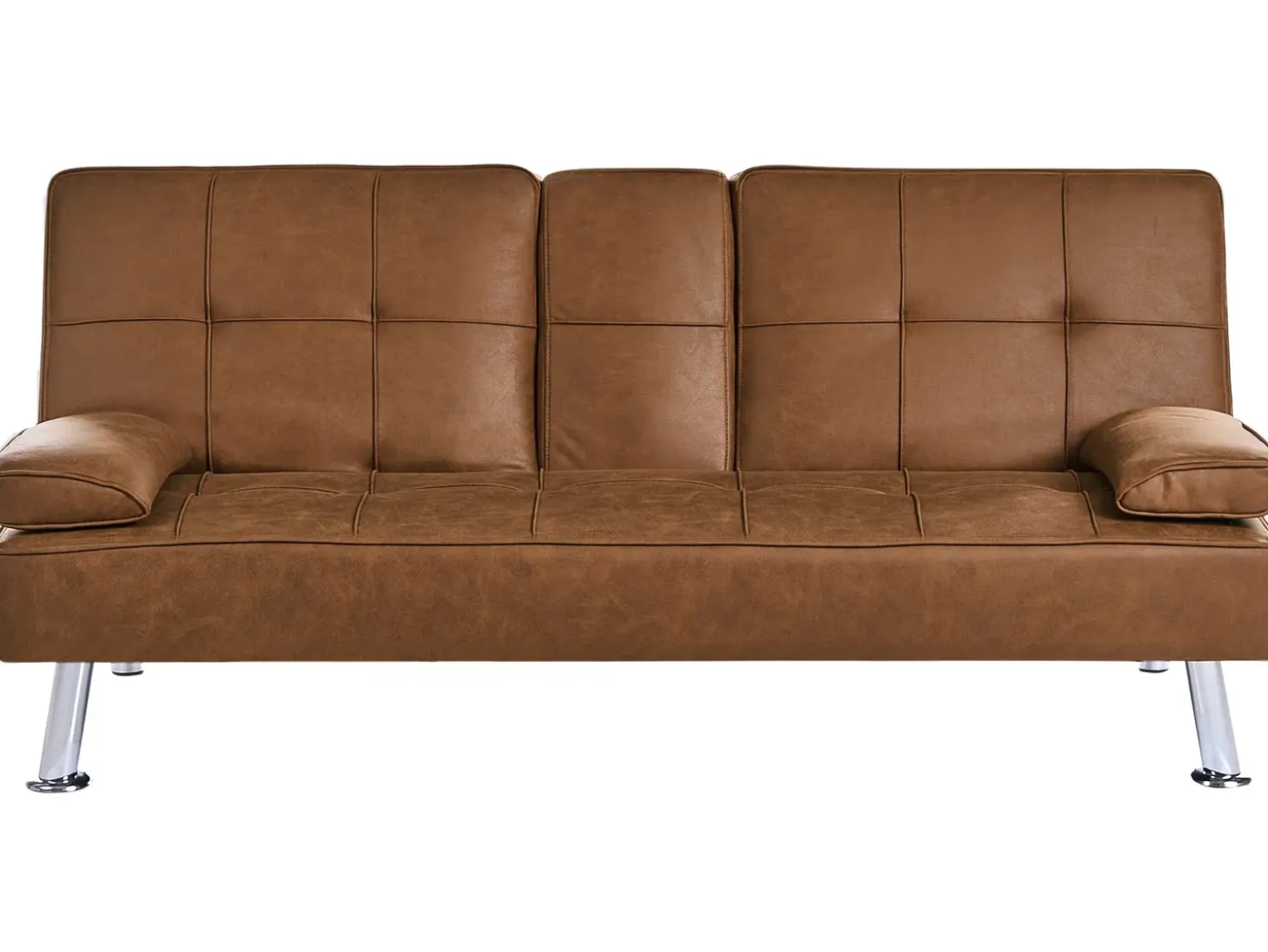 Online Sofa rozkładana dla 3 osób ROXEN Ekoskóra Złoty brąz Sofy Skórzane|Sofy Z Funkcją Spania