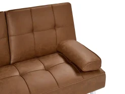 Online Sofa rozkładana dla 3 osób ROXEN Ekoskóra Złoty brąz Sofy Skórzane|Sofy Z Funkcją Spania