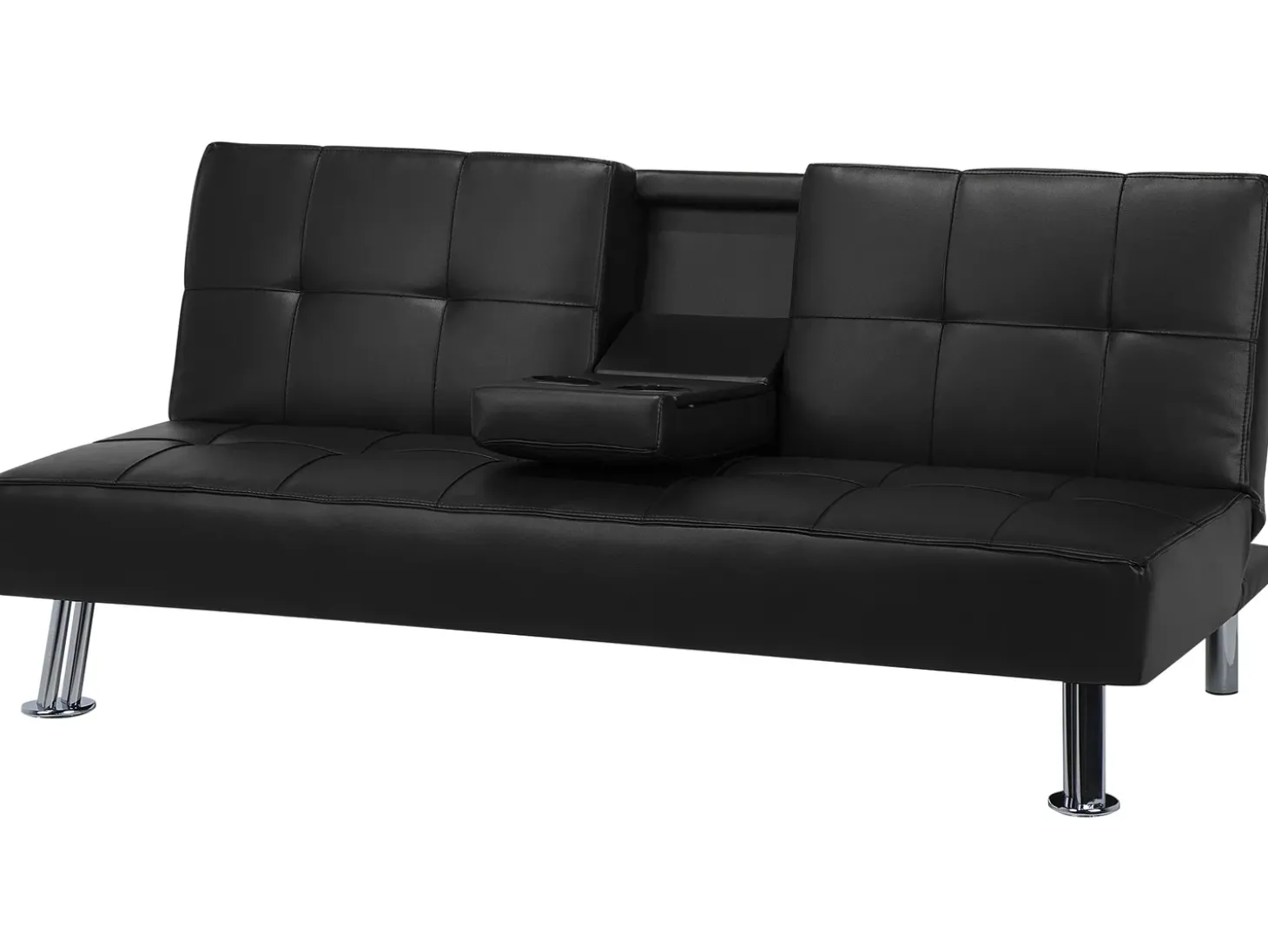 Sofa rozkładana dla 3 osób ROXEN Ekoskóra Czarny