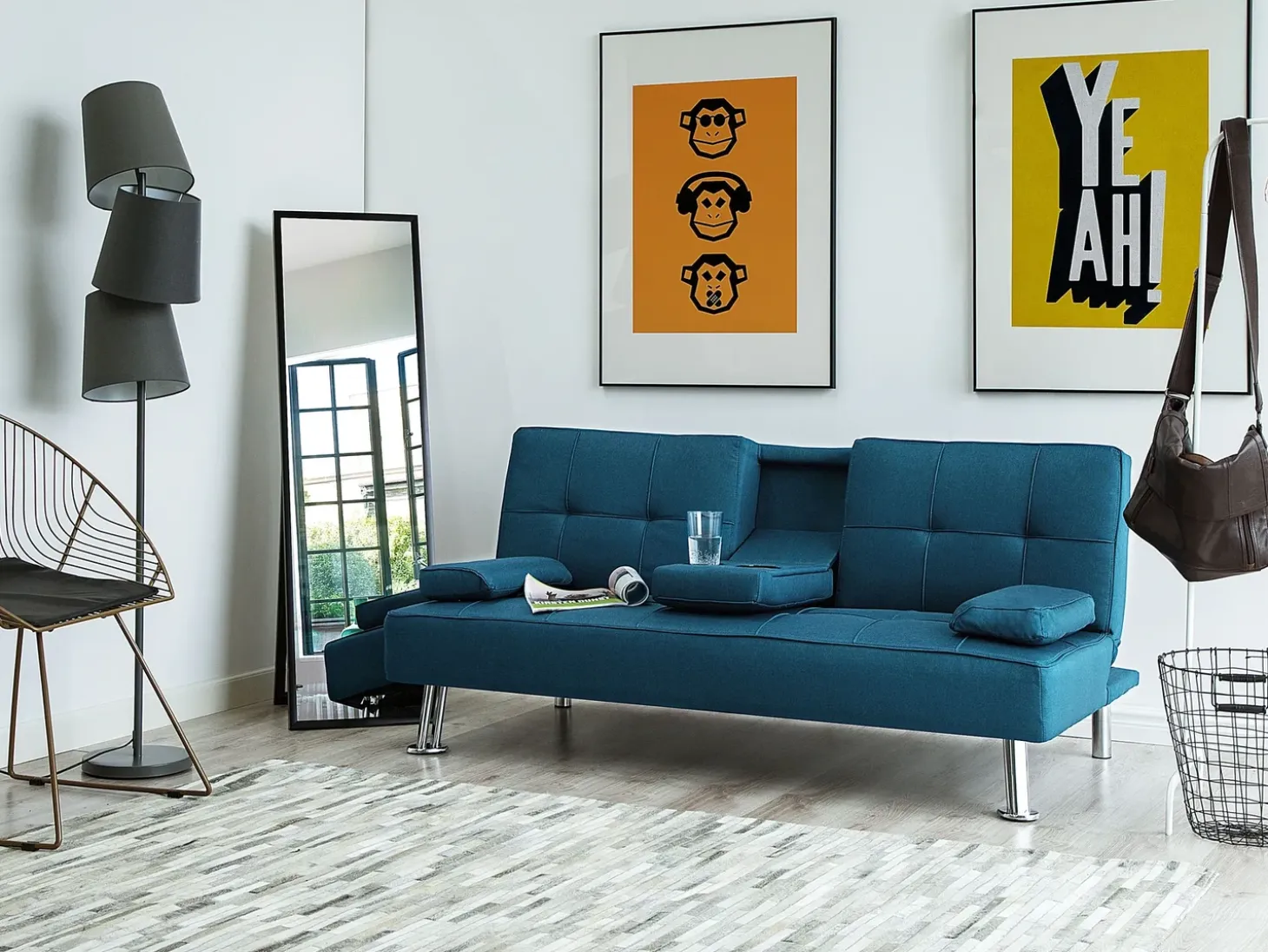 Sofa rozkładana dla 3 osób ROXEN Niebieski