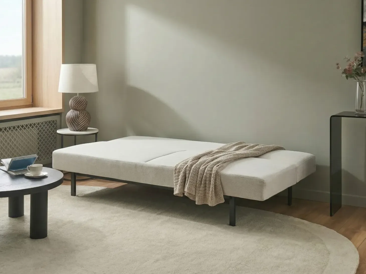 Outlet Sofa rozkładana dla 3 osób ROYKKA Złamana biel Sofy Z Funkcją Spania|Wszystkie Sofy