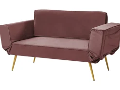 Online Sofa rozkładana dla 2 osób SAARELA Welur Różowy Sofy Z Funkcją Spania|Wszystkie Sofy
