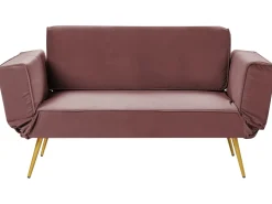 Online Sofa rozkładana dla 2 osób SAARELA Welur Różowy Sofy Z Funkcją Spania|Wszystkie Sofy