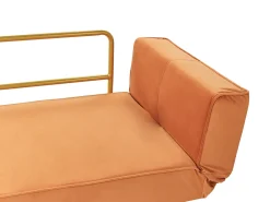 Sofa rozkładana dla 2 osób SAARELA Welur Pomarańczowy Sofy Z Funkcją Spania|Wszystkie Sofy