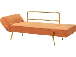 Sofa rozkładana dla 2 osób SAARELA Welur Pomarańczowy Sofy Z Funkcją Spania|Wszystkie Sofy