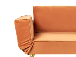 Sofa rozkładana dla 2 osób SAARELA Welur Pomarańczowy Sofy Z Funkcją Spania|Wszystkie Sofy