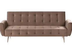 Outlet Sofa rozkładana dla 3 osób SELNES Welur Brązowy Sofy Z Funkcją Spania|Wszystkie Sofy