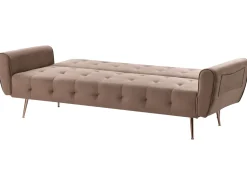 Outlet Sofa rozkładana dla 3 osób SELNES Welur Brązowy Sofy Z Funkcją Spania|Wszystkie Sofy