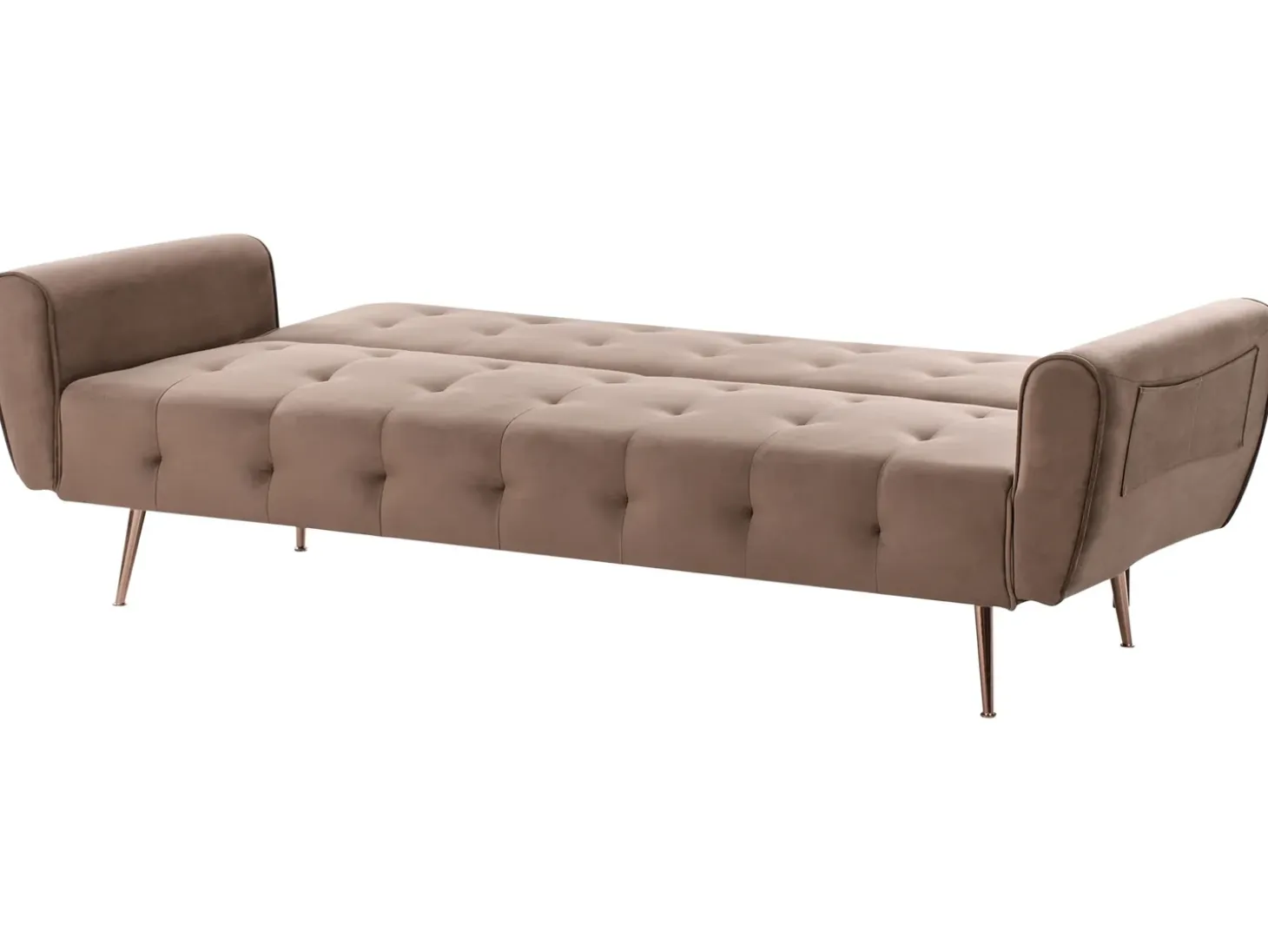 Outlet Sofa rozkładana dla 3 osób SELNES Welur Brązowy Sofy Z Funkcją Spania|Wszystkie Sofy