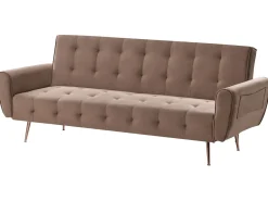 Outlet Sofa rozkładana dla 3 osób SELNES Welur Brązowy Sofy Z Funkcją Spania|Wszystkie Sofy