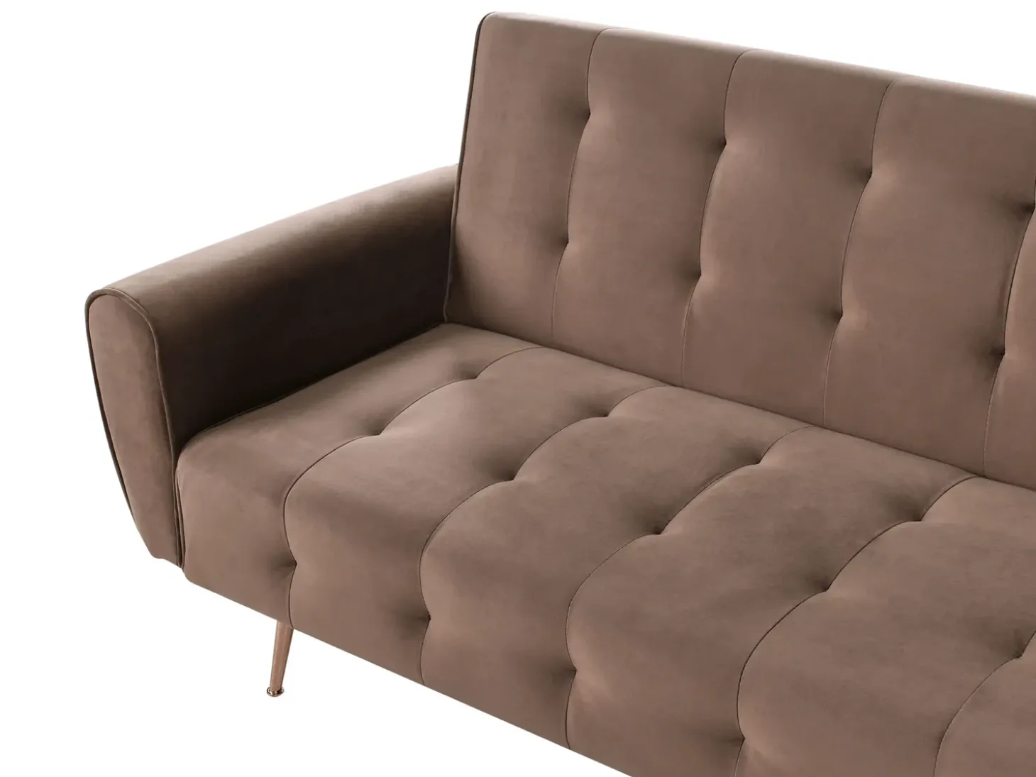 Outlet Sofa rozkładana dla 3 osób SELNES Welur Brązowy Sofy Z Funkcją Spania|Wszystkie Sofy