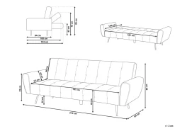 Sofa rozkładana dla 3 osób SELNES Welur Granatowy