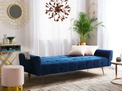 Sofa rozkładana dla 3 osób SELNES Welur Granatowy