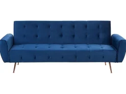 Sofa rozkładana dla 3 osób SELNES Welur Granatowy