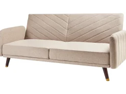 Sale Sofa rozkładana dla 3 osób SENJA Len syntetyczny Jasnobrązowy Sofy Z Funkcją Spania|Wszystkie Sofy