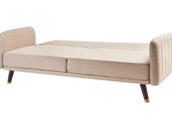 Sale Sofa rozkładana dla 3 osób SENJA Len syntetyczny Jasnobrązowy Sofy Z Funkcją Spania|Wszystkie Sofy