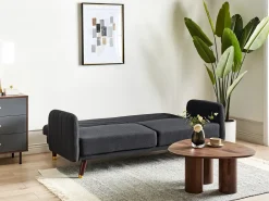 Discount Sofa rozkładana dla 3 osób SENJA Czarny Sofy Z Funkcją Spania|Wszystkie Sofy