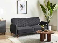 Discount Sofa rozkładana dla 3 osób SENJA Czarny Sofy Z Funkcją Spania|Wszystkie Sofy