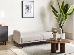 Sale Sofa rozkładana dla 3 osób SENJA Len syntetyczny Jasnobeżowy Sofy Z Funkcją Spania|Wszystkie Sofy