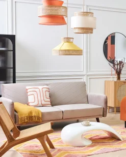Outlet Sofa rozkładana dla 3 osób SENJA Welur Beżowy Sofy Z Funkcją Spania|Wszystkie Sofy