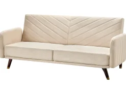 Outlet Sofa rozkładana dla 3 osób SENJA Welur Beżowy Sofy Z Funkcją Spania|Wszystkie Sofy
