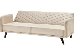 Outlet Sofa rozkładana dla 3 osób SENJA Welur Beżowy Sofy Z Funkcją Spania|Wszystkie Sofy