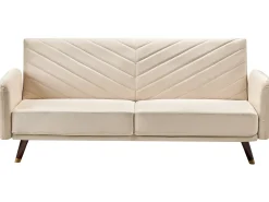 Outlet Sofa rozkładana dla 3 osób SENJA Welur Beżowy Sofy Z Funkcją Spania|Wszystkie Sofy