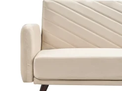 Outlet Sofa rozkładana dla 3 osób SENJA Welur Beżowy Sofy Z Funkcją Spania|Wszystkie Sofy